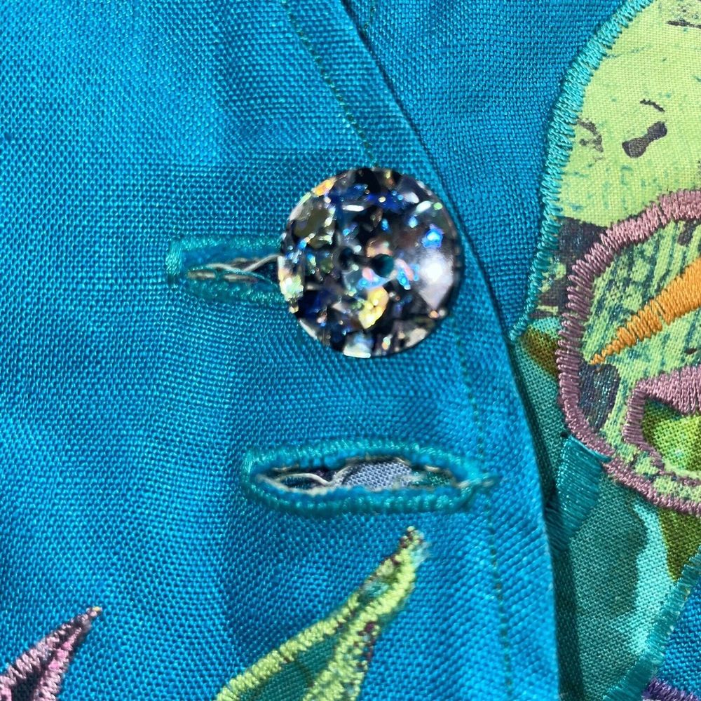 Handmade O/S Lagenlook OOAK Art to Wear Embroidered Fish Ocean Theme Vest - Picture 8 of 8